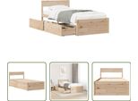 The Living Store Letto In Legno Massiccio Senza Materasso 75X190 Cm In Legno Di Pino