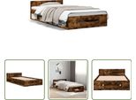 The Living Store Struttura Letto Con Cassetto Rovere Fumé 90X200 Cm Materiale Legno