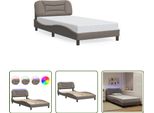 The Living Store Struttura Letto Con Tessuto Led Taupe 100X200 Cm
