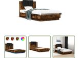 The Living Store Struttura Letto Con Testiera E Luci Led In Rovere Fumé 75X190Cm