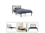 The Living Store Struttura Letto Con Testiera In Metallo Nero 100X200 Cm