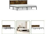The Living Store Struttura Letto Con Testiera In Metallo Rovere Fumé 193X203 Cm