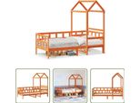 The Living Store Letto Da Giorno Con Tetto A Cera Marrone 90X200 Cm In Legno Di Pino Massiccio
