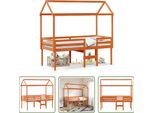 The Living Store Letto A Soppalco Con Tetto A Cera Marrone 75X190 Cm In Legno Di Pino Massiccio