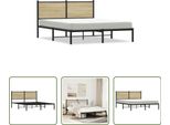 The Living Store Struttura Letto Con Testiera In Metallo Rovere Sonoma 140X200 Cm