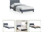 The Living Store Letto Con Materasso Grigio Scuro 100X200 Cm In Velluto