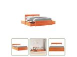 The Living Store Letto Con Cassetti E Materasso Marrone Cera 140X200 In Legno Massiccio