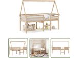 The Living Store Letto A Soppalco Con Tetto 75X190 Cm In Legno Di Pino Massiccio