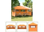 The Living Store Tenda Per Feste Pieghevole Pop-Up Con 3 Pannelli Laterali Arancione