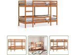 The Living Store Letto A Castello Marrone Cera 80X200 Cm In Legno Di Pino Massiccio