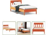 The Living Store Letto In Legno Massiccio Con Testiera Marrone Cera 100X200 Cm Pino