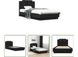 The Living Store Giroletto Con Testiera Nero 100X200 Cm In Materiale Ligneo