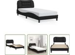 The Living Store Struttura Letto Con Testiera Nera 90X190 Cm In Ecopelle