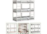 The Living Store Letto A Castello Triplo Bianco 90X190 Cm In Legno Di Pino Massiccio
