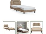 The Living Store Giroletto Con Testiera Cappuccino-Marrone 90X200 Cm In Ecopelle