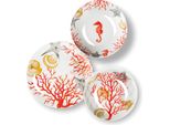 Set Di Stoviglie Excelsa 18 Pezzi In Porcellana Corallina Bianca E Rossa