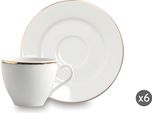 Excelsa Set Di 6 Tazze Da Espresso Con Piattini In Porcellana Dorata 10 Cl Bianco E Oro