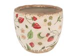 Vaso Da Fiori Clayre & Eef Ø 13X11 Cm Beige Rosso Vetroceramica Fragole