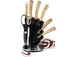 Ceppo Di Coltelli Excelsa 8 Pezzi Nero Legno Acciaio Nero