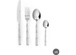 Set Di Posate Excelsa Da 24 Pezzi Bambu' In Acciaio Argento