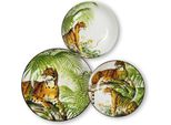 Set Di Stoviglie Excelsa 18 Pezzi In Porcellana Leopardata Verde, Arancione E Bianca