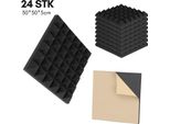 Schiuma Acustica Clanmacy 24X Schiuma Piramidale Assorbente Nera Autoadesiva, 30X30X5Cm