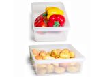 Novaliv Organizer Frigorifero Set Di 2 Organizer Frigorifero Medio + Grande Organizzatore Cucina Senza Bpa Organizzatore Frigorifero Organizzatore Frigorifero Sicuro Per Gli Alimenti Organizzatore Bottiglie Scomparto Frigorifero