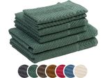 Set Di Asciugamani Sleepling Liebling A Spina Di Pesce, 2 Asciugamani 50 X 100 Cm, Asciugamani Da Doccia 70 X 140 Cm, Asciugamani Per Gli Ospiti 30 X 50 Cm, Assorbenti, Giada