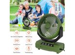 Clanmacy Ventilatore Da Tavolo, Ventilatore Da Campeggio, Ricaricabile, Batteria Da 20000Mah, 4 Velocità, Con Telecomando, Luce Led E Gancio, Per Esterni, Tenda, Verde