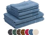 Set Di Asciugamani Sleepling Liebling A Spina Di Pesce, 2 Asciugamani 50 X 100 Cm, Asciugamani Da Doccia 70 X 140 Cm, Asciugamani Per Ospiti 30 X 50 Cm, Altamente Assorbenti, Blu