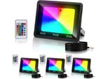 Clanmacy 50W Proiettore Rgb Con Telecomando Faretto Led Rgb Faretto Led Rgb Per Esterni IP66 Impermeabile 4 Pezzi