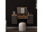 Skye Decor, Mercan - Noce Chiaro, Antracite, Tavolino Da Toilette, Legno Di Noce Chiaro, Pannello Di Legno Rivestito Al 100 % Di Melamina, 100 X 35,5 X 74,1 Cm
