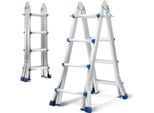 Clanmacy Scala Multiuso 4X4 In Alluminio Scala Multifunzionale Scala Telescopica 402Cm Argento Fino A 150Kg