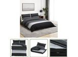 The Living Store Set Di Biancheria Da Letto Bianco E Nero 220X240 Cm In Cotone