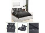 The Living Store Set Di Biancheria Da Letto Nero 220X240 Cm In Cotone