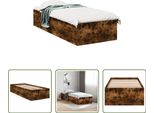 The Living Store Struttura Letto In Rovere Fumé 90X200 Cm Materiale A Base Di Legno