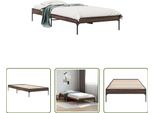 The Living Store Struttura Letto In Rovere Marrone 90X200 Cm Materiale Legno Metallo