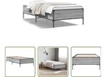 The Living Store Struttura Letto Grigio Sonoma 90X200 Cm In Legno E Metallo