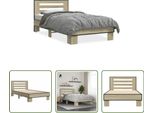 The Living Store Struttura Letto Rovere Sonoma 75X190 Cm In Legno E Metallo