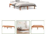 The Living Store Letto In Legno Massiccio Cera Marrone 135X190 Cm Pino