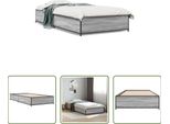 The Living Store Rete Da Letto Grey Sonoma 75X190 Cm Materiale A Base Di Legno E Metallo