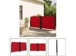 The Living Store Tenda Laterale Estensibile Rossa 120X1200 Cm
