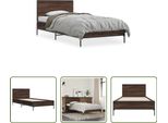 The Living Store Struttura Letto In Rovere Marrone 90X190 Cm Materiale Legno Metallo