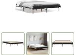 The Living Store Struttura Letto Nera 120X190 Cm In Legno E Metallo