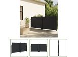 The Living Store Tenda Laterale Estensibile Nera 120X1000 Cm