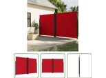 The Living Store Tenda Laterale Estensibile Rossa 220X1000 Cm