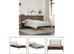 The Living Store Struttura Letto In Rovere Fumé 90X190 Cm Materiale A Base Di Legno E Metallo