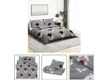 The Living Store Set Di Biancheria Da Letto Grigio 200X220 Cm In Cotone