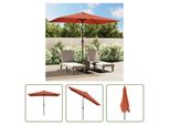 The Living Store Ombrellone Con Palo In Metallo 300 X 200 Cm Rosso Terracotta