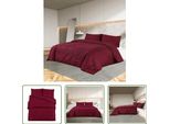 The Living Store Set Di Biancheria Da Letto Rosso Bordeaux 220X240 Cm Microfibra Leggera